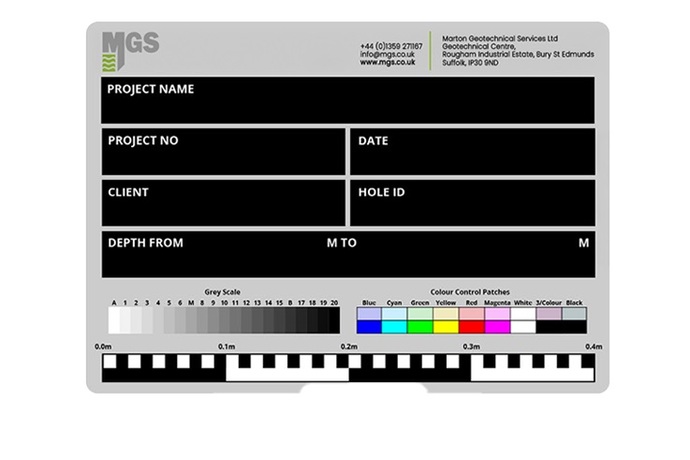 MGS’s new Photoboards are used to help clearly record and identify core samples from site investigations