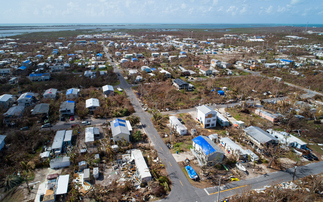 Aerial drone shot of homes destroyed in Florida Keys after Hurricane Irma last year | Credit: iStock