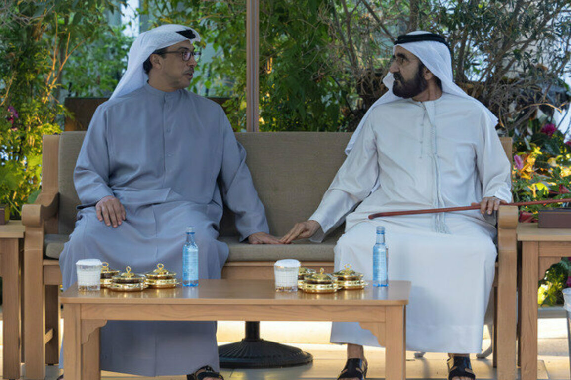 Mohammed bin Rashid meets with Mansour bin Zayed at Al Marmoom