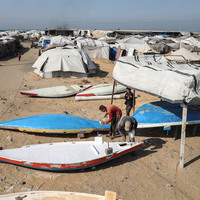 MIDEAST-GAZA-SEAPORT-BOAT REPAIRING