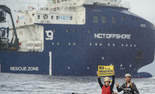 Protest at the Deep Sea Mining Ship in the Pacific Ocean. Credit: Greenpeace International