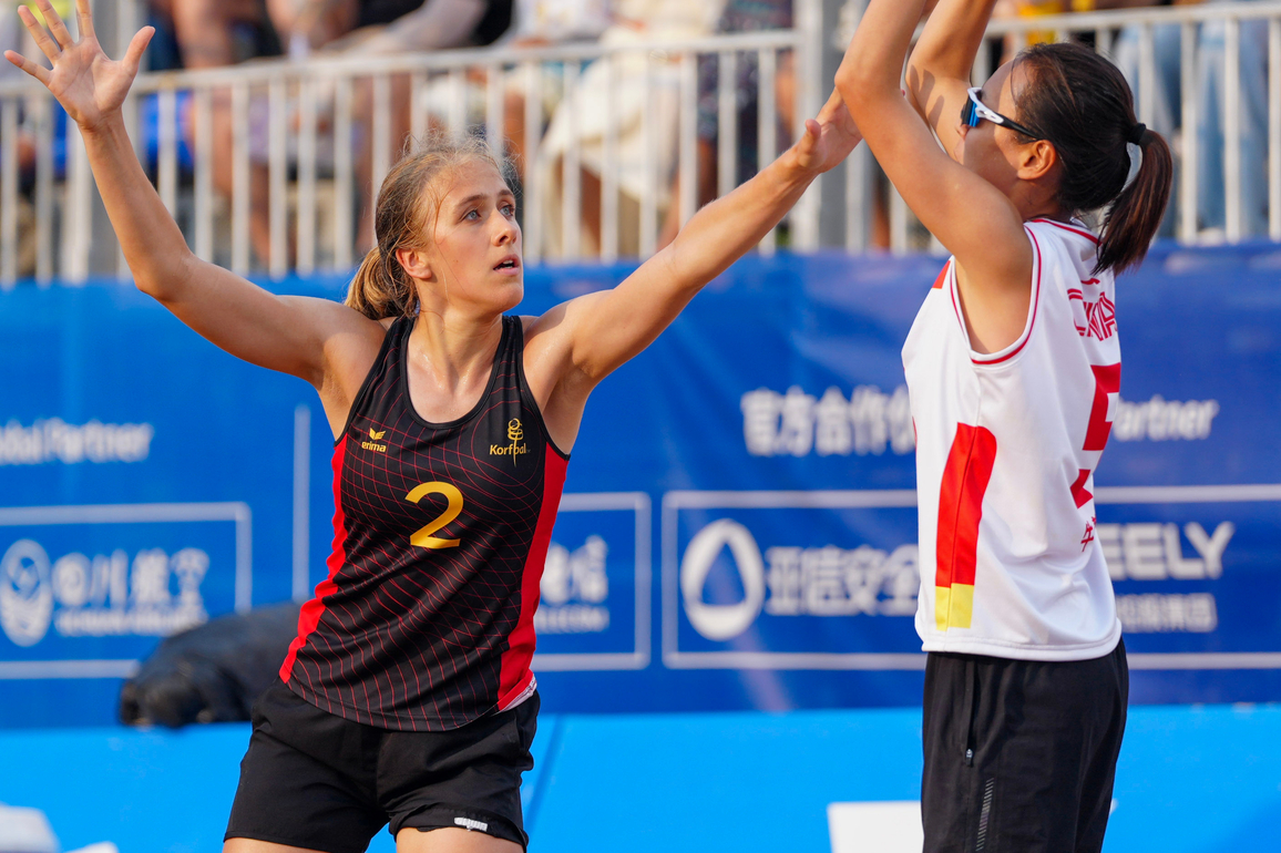 (SP)CHINA-CHENGDU-THE WORLD GAMES 2025-BEACH KORFBALL-MIXED TEAM QUARTERFINAL-CHN VS BEL (CN)