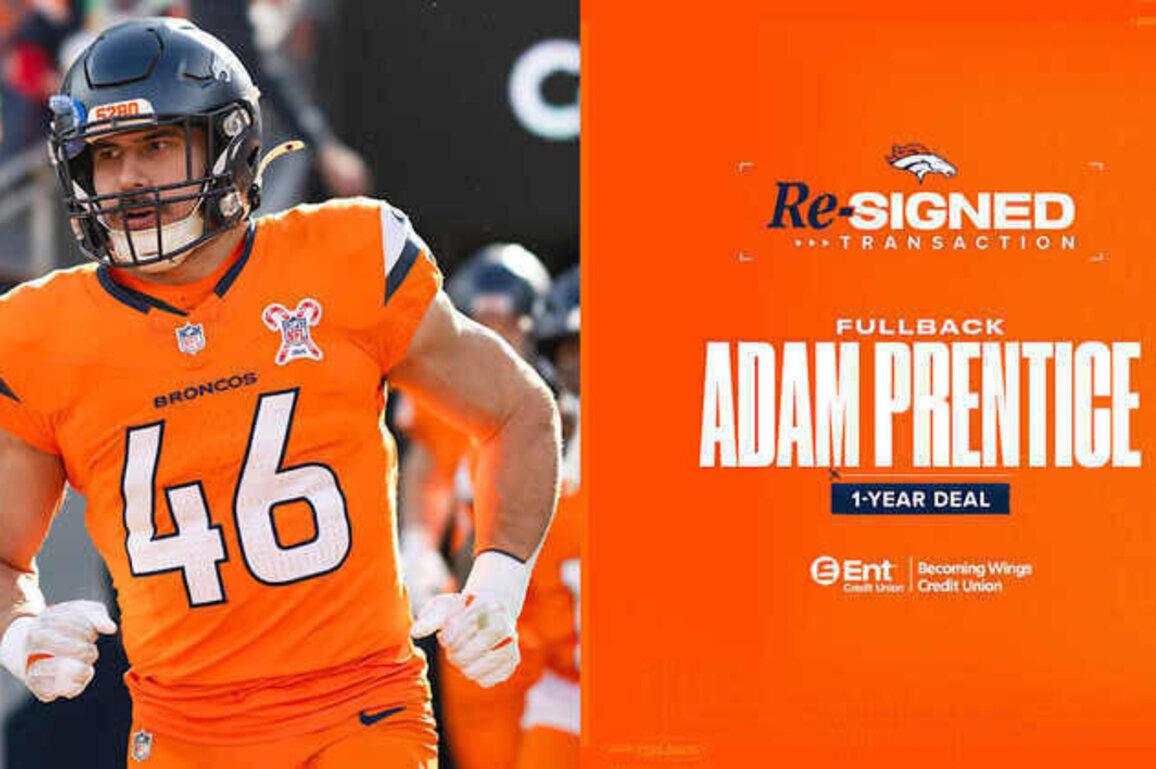 Broncos re-sign FB Adam Prentice to 1-year contract