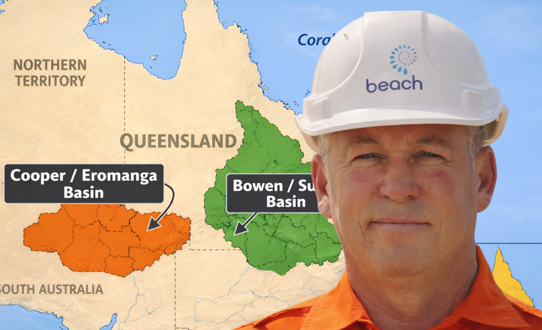 Beach and Santos secure about 7,000km² of new Queensland gas exploration acreage. Pictured: Beach CEO Brett Woods.