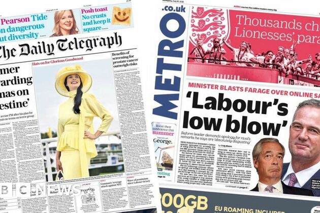 Newspaper headlines- Starmer 'rewarding Hamas' and 'Labour's low blow'
