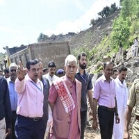 J-K LG visits Udhampur, inspects ongoing restoration works on National Highway-44