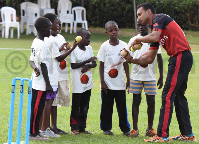 anadas ecil ervez takes the youngsters through bowling basics hoto by palanyi sentongo