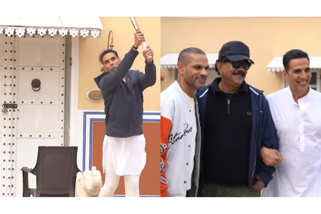 Akshay Kumar and Shikhar Dhawan play cricket on 'Bhooth Bangla' set, makers drop BTS video