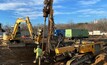  Technical Foundations drilled holes with a KLEMM KR 806-3G and fed rod and casing sections to the rig with an excavator-mounted HBR 120 rod handling attachment on a micropile project near Roanoke, Virginia