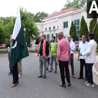 PTI supporters protest outside Pakistan Embassy in Washington, DC, demand release of Imran Khan