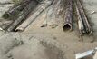 60 year old slurry pipes at the Teck Hughes northern tailings body. Photo: Fulcrum Metals