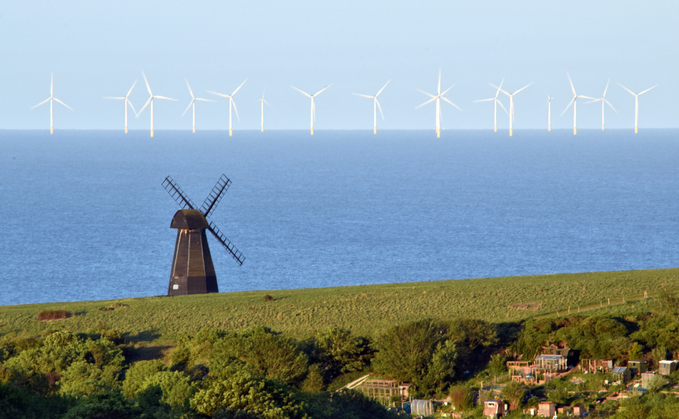 Old Rottingdean windmill with Rampion windfarm in background | Credit: iStock