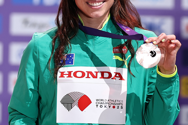 (SP)JAPAN-TOKYO-ATHLETICS-WORLD ATHLETICS CHAMPIONSHIPS-WOMEN'S JAVELIN THROW-AWARDING CEREMONY