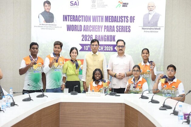 Union Sports Minister Mandaviya felicitates Indian contingent for performances at Bangkok 2026 World Archery Para Series