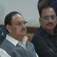 BJP National President JP Nadda along with other ministers listens to PM Modi's Mann Ki Baat 127th edition in Delhi
