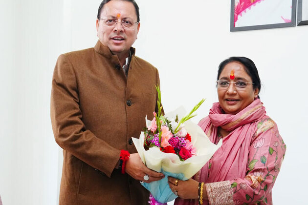 Uttarakhand CM Dhami meets Assembly Speaker Ritu Khanduri Bhushan in Gairsain