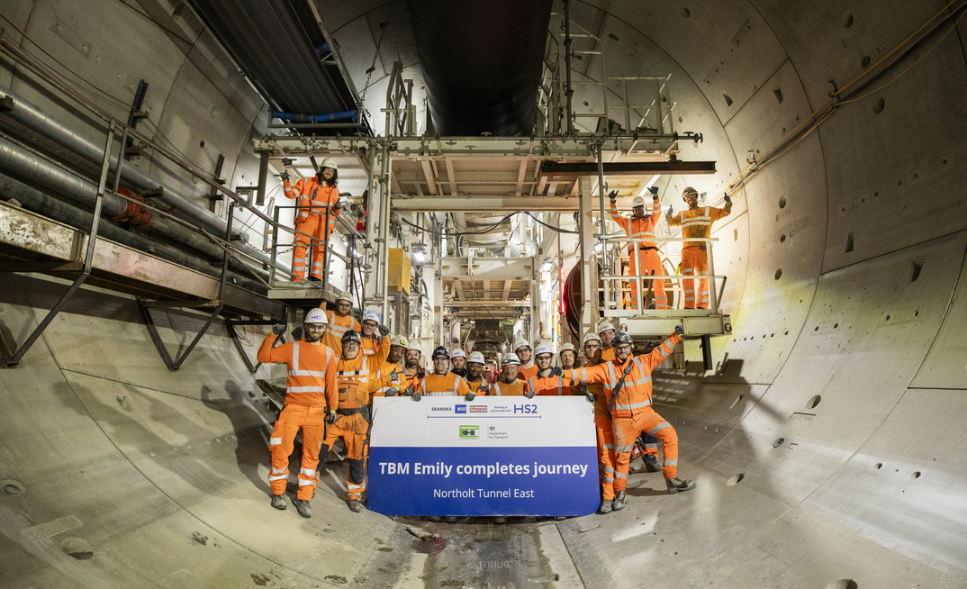 HS2’s tunnelling team celebrates TBM Emily completing its 3.4-mile journey under London