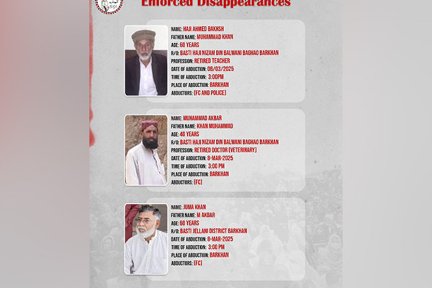 Balochistan: Pakistan security forces abduct three Baloch individuals from Barkhan district