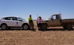  ifarmwell founder Dr Kate Gunn (right) with South Australian farmer Kym Fromm, who features in the new ifarmwell podcast series. Image courtesy ifarmwell.