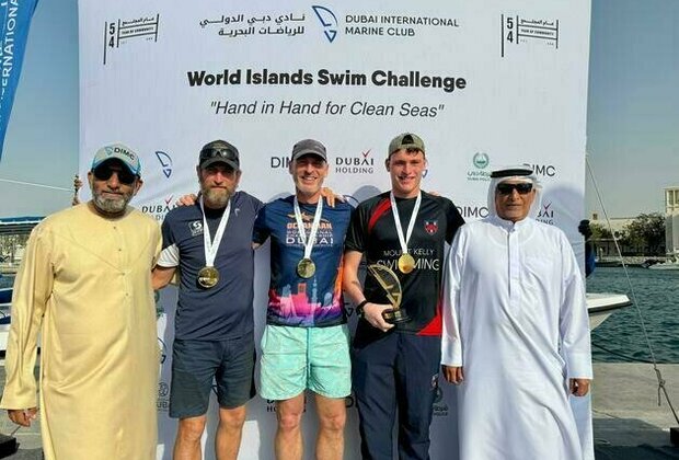 British swimmer Barnaby Ryder successfully swims around 'The World Islands'