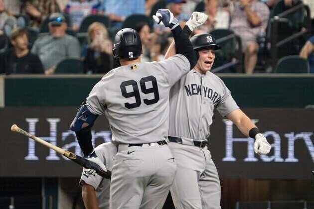 Aaron Judge hits 11th homer, Ben Rice hits 10th as Yankees top Rangers