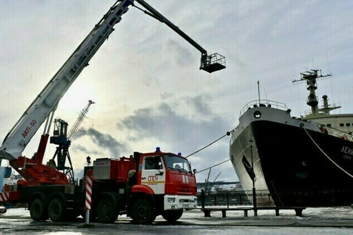 Russian Arctic forum city hosts ice breaker fire drill