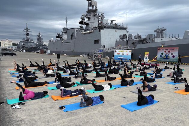Yoga Camp fosters camaraderie between Indian and Japanese Navies during maritime exercise JAIMEX 25