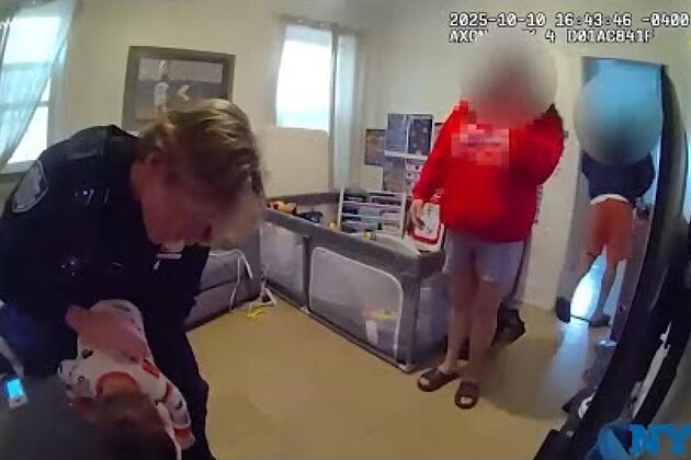 Video- NYPD cops save choking 10-month-old baby in cop car pajamas