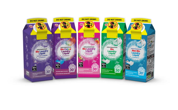 Sainsbury's aims to clean up waste with new cardboard laundry detergent packaging 