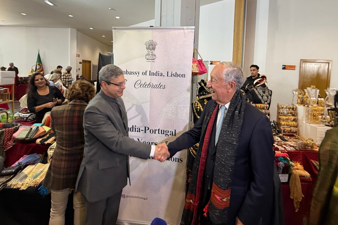 Indian Envoy receives Portugal President at Diplomatic Bazaar 2025 exhibition
