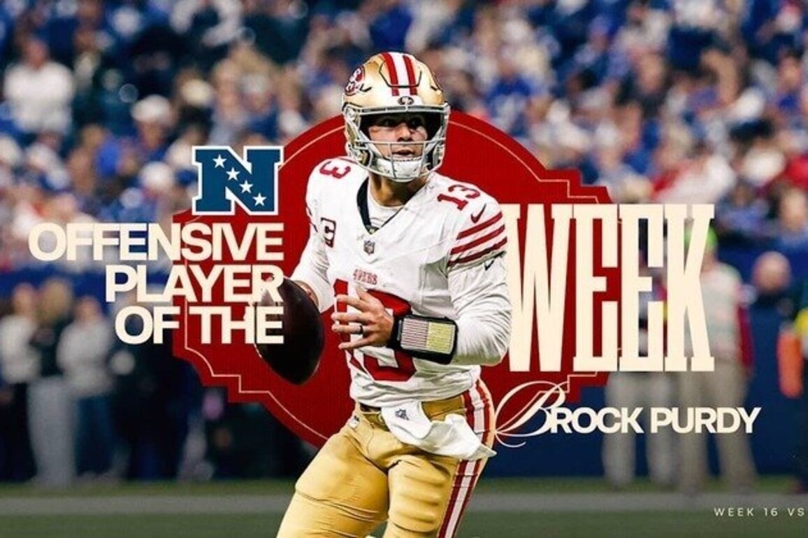 Brock Purdy Named NFC Offensive Player of the Week vs. Colts