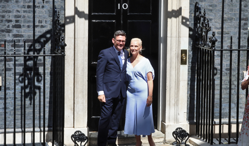 Andy Burnham and his wife Marie-France van Heel outside No 10 - Image: Fred Duval/Shutterstock