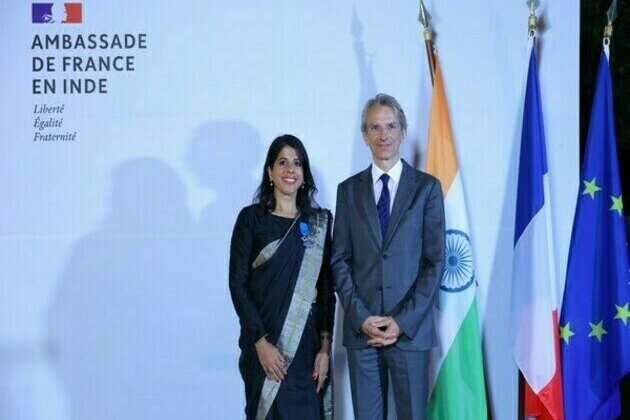 H.E. Emmanuel Lenain Ambassador of France to India conferred Chevalier de l'Ordre national du Meriteon Payal S. Kanwar Director General, Indo-French Chamber of Commerce and Industry