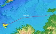 Ichthys gas transmission pipeline route.