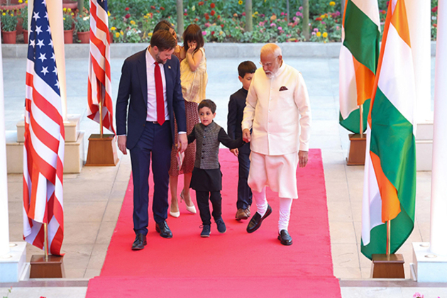 PM Modi welcomes US Vice President JD Vance and family at his official residence