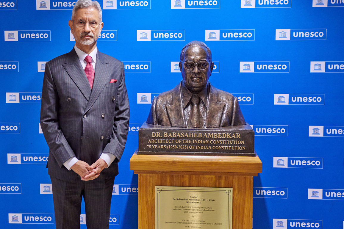 EAM Jaishankar pays tributes to Babasaheb Bhimrao Ambedkar at UNESCO Headquarters