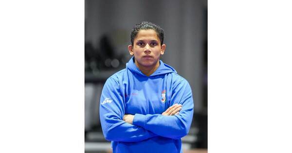 Unnati Sharma celebrating her bronze medal win for Judo India at the Glasgow Commonwealth Games