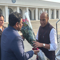 Kyrgyzstan: Rajnath Singh arrives in Bishkek to attend SCO Defence Ministers' Meeting
