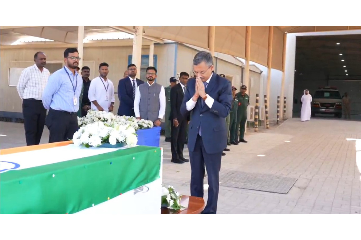 India's UAE envoy Deepak Mittal, Consul General Satish Sivan pay last respects to Wing Commander Namansh Syal