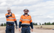 Arrow Energy COO Anton Verdel, construction superintendent Tony Larsen, and MPK construction manager Jordan Smout inspect progress on the McNulty pipeline project.