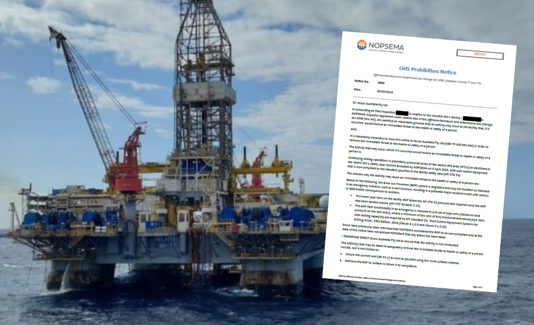 Santos Barossa drilling halted over blow out concerns