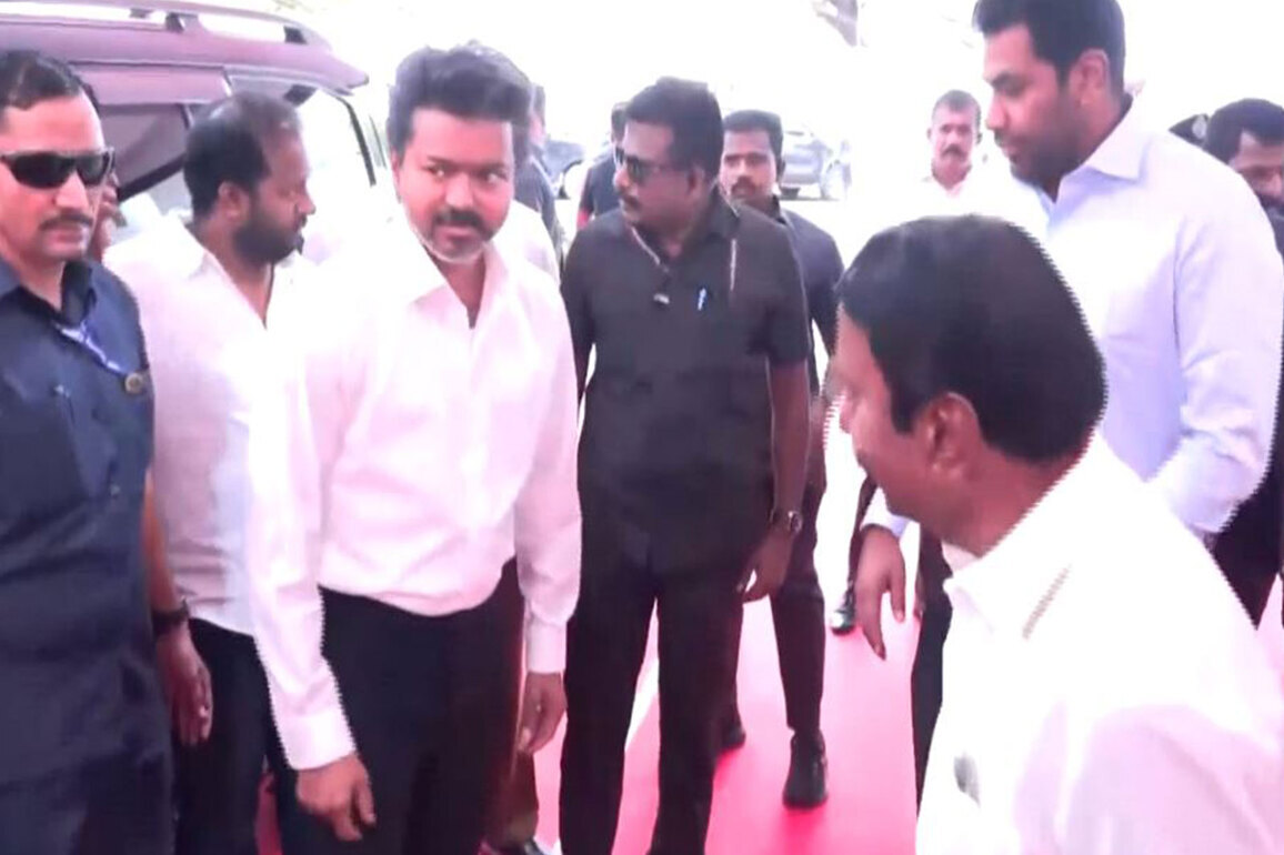 Vijay arrives at Jawaharlal Nehru Stadium to take oath as Tamil Nadu CM