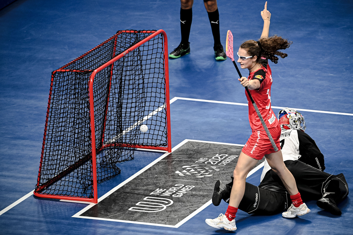 (SP)CHINA-CHENGDU-THE WORLD GAMES 2025-FLOORBALL-WOMEN'S BRONZE MEDAL MATCH-CZE VS SUI (CN)