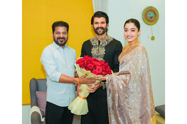Telangana CM Revanth Reddy visits newlyweds Vijay Deverakonda, Rashmika Mandanna