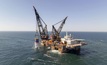 Heerema’s SSCV Thialf has installed the first three monopile foundations and transition pieces at EnBW’s He Dreiht offshore wind farm.Credit: Heerema