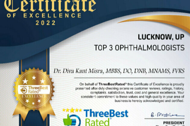 ThreeBestRated.com names Dr Diva Kant Misra as the best ophthalmologist in Lucknow