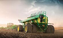 John Deere's C1100T air cart has almost 39,000 litres of capacity.