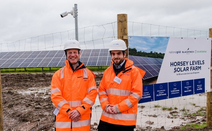 (L-R) National Grid Electricity Distribution's Steve Cross and Adam King at the Horsey Levels solar farm launch - Credit: National Grid