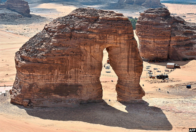  n aerial view of the lephant rock in the la desert in audi rabia