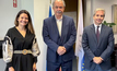 Presidente do BNDES, Aloízio Mercadante, com o diretor do BEI , João Fonseca Santos, e Joana Sarmento, da Comissão Europeia